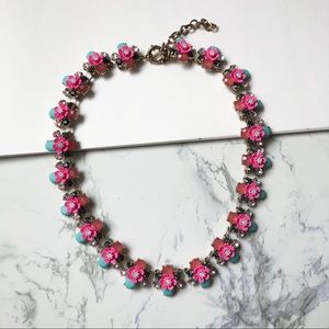 ✨SALE✨Neon Pink Flower Crystal statement Necklace